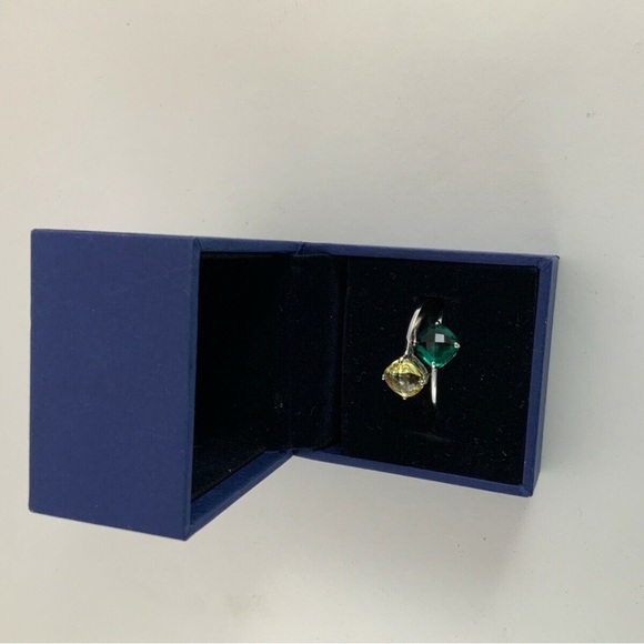Swarovski stackable rings green and yellow crystal - Picture 2 of 2